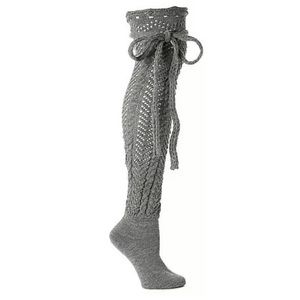 MeMoí Knit Pointelle Bow Knit OTK Boot Sock